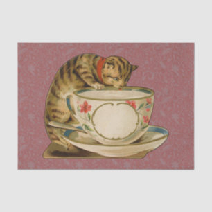 Cat Teacup Cute Vintage Victorian Pet Classic Tissue Paper