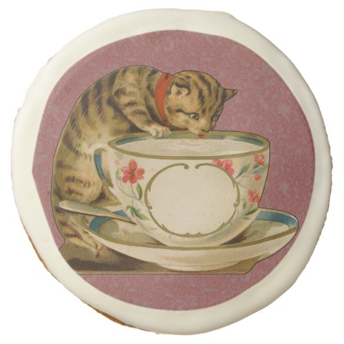 Cat Teacup Cute Vintage Victorian Sugar Cookie