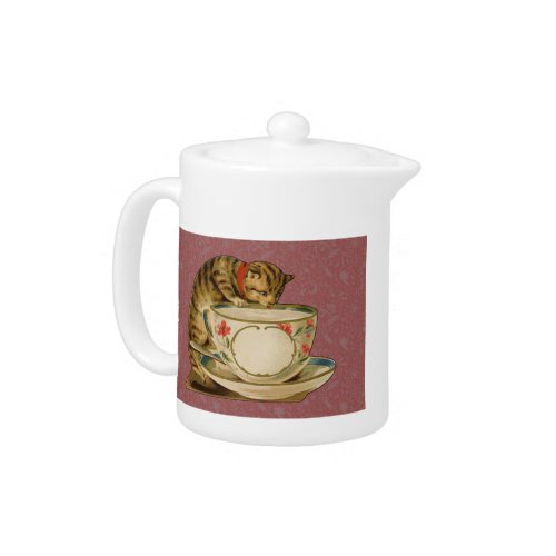 Cat Teacup Cute Vintage Victorian Teapot