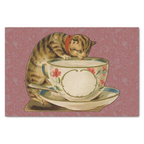 Cat Teacup Cute Vintage Victorian Tissue Paper