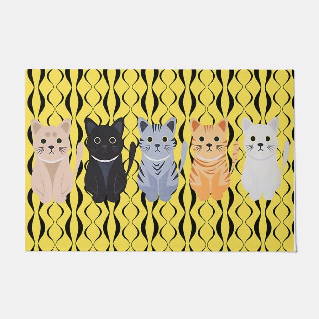 Cat Team Doormat, Adorable Cat  Doormat (Front)