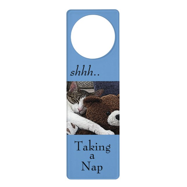 Cat Teddy Napping Door Hanger (Front)