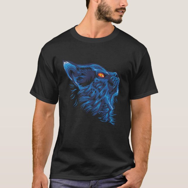 Cat  Tee Blue Cat Tee Animal Tee (Front)