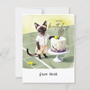 Cat Tennis Player for Birthday wishes Postcard