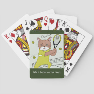 Cat Tennis Player Life is better on the court Poker Cards