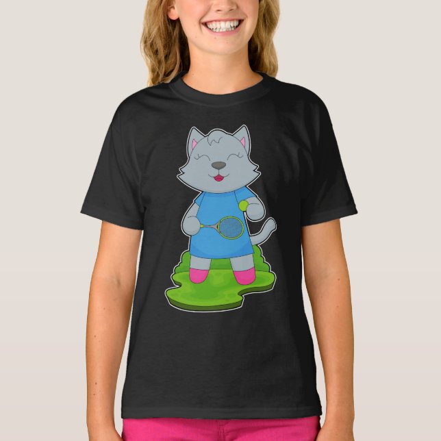 Cat Tennis Tennis racket T-Shirt (Front)