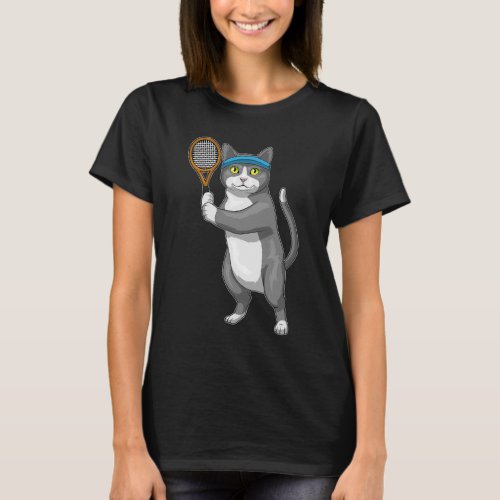 Cat Tennis Tennis racket T_Shirt