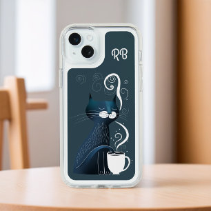 Cat Testing Tea Temperature With Tail Monogram iPhone 15 Plus Case
