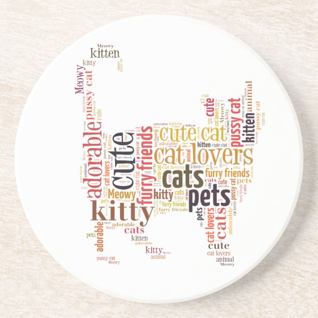 Cat text design sandstone coaster (Front)