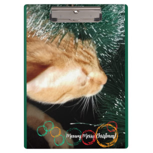 Cat Text Photo , Customize, Green, Christmas, Clipboard