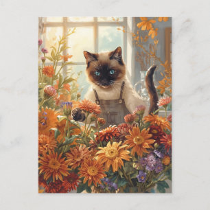Cat Thanksgiving Fall themed for Cat Lovers  Holiday Postcard