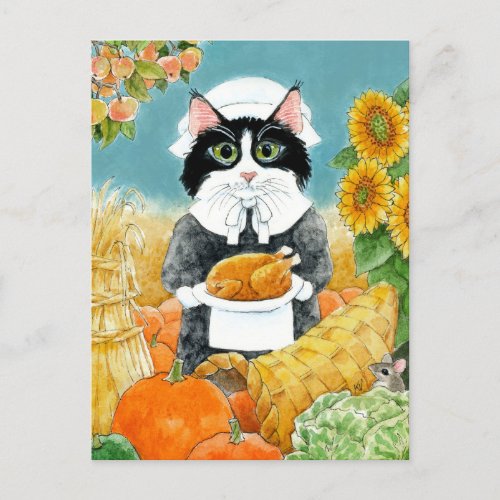 Cat Thanksgiving Turkey Friendsgiving Postcard