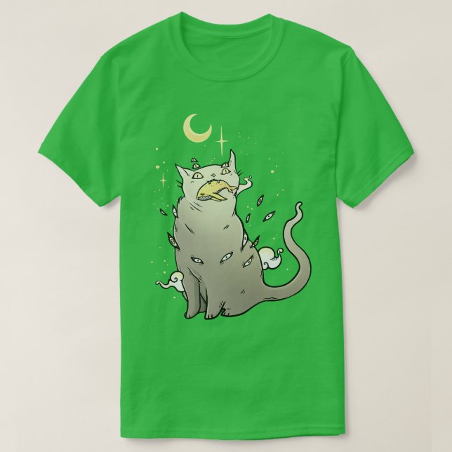 Cat That Caught A Whale Cute Kawaii toon Artwork T-Shirt (Design Front)