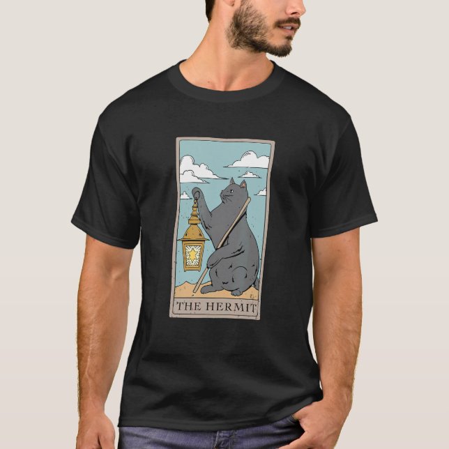 Cat The Hermit Tarot Card for a Tarot Card Reader T-Shirt (Front)