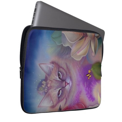 cat the secret garden flowers surreal art jigsaw p laptop sleeve