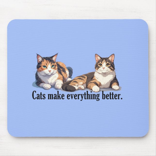 Cat Theme Mousepad With Adorable Color (Front)