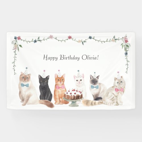 Cat Theme Party Banner Cat Birthday Party Banner