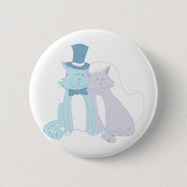 Cat Theme Wedding Pinback Button (Front)