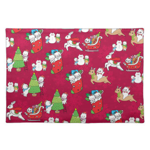 Cat themed Christmas Cloth Placemat