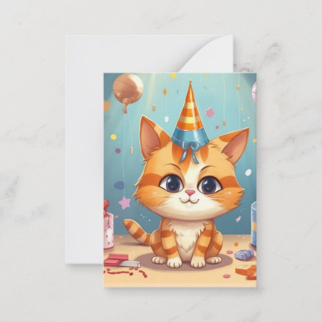 Cat themed design ginger cat cute note card (Front)