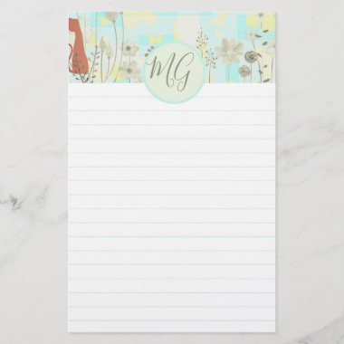 Cat Themed Letter Writing Stationery MONOGRAMMED