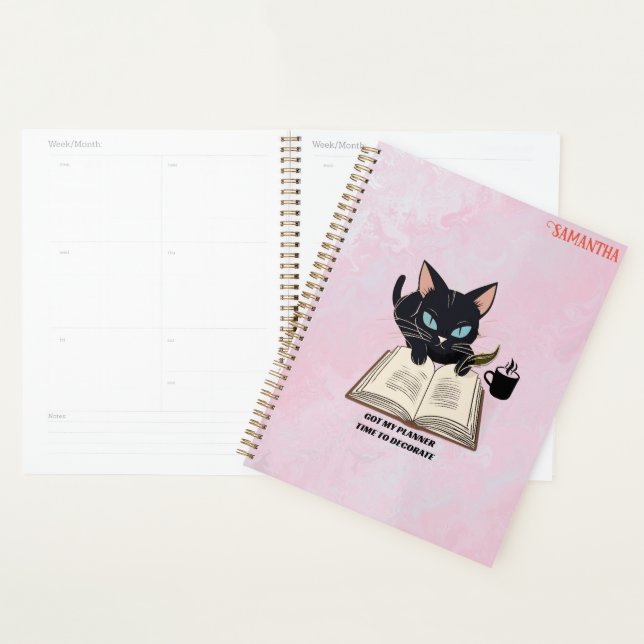 Cat-Themed Planner, Black Cat Mom Custom [year] Planner (Display)