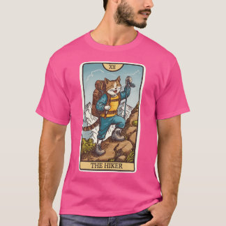 Cat Themed Tarot Card The Hiker Crew Hike Funny Hi T-Shirt