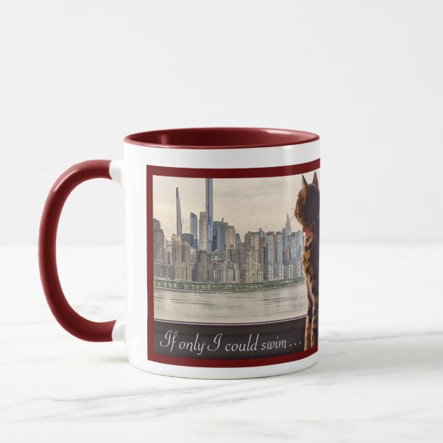 CAT THOUGHTS NYC SKYLINE COFFEE MUG (Left)