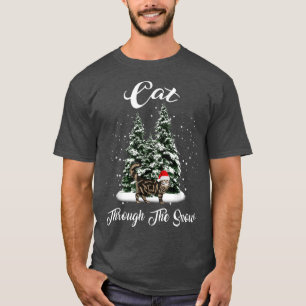 Cat Through The Snow Santa Tabby Christmas  T-Shirt