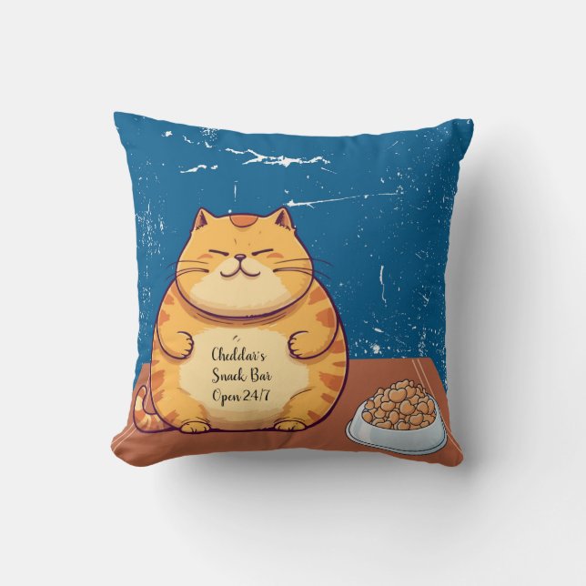 Cat Throw Pillow, 16" x 16" Orange Cat  Throw Pillow (Front)