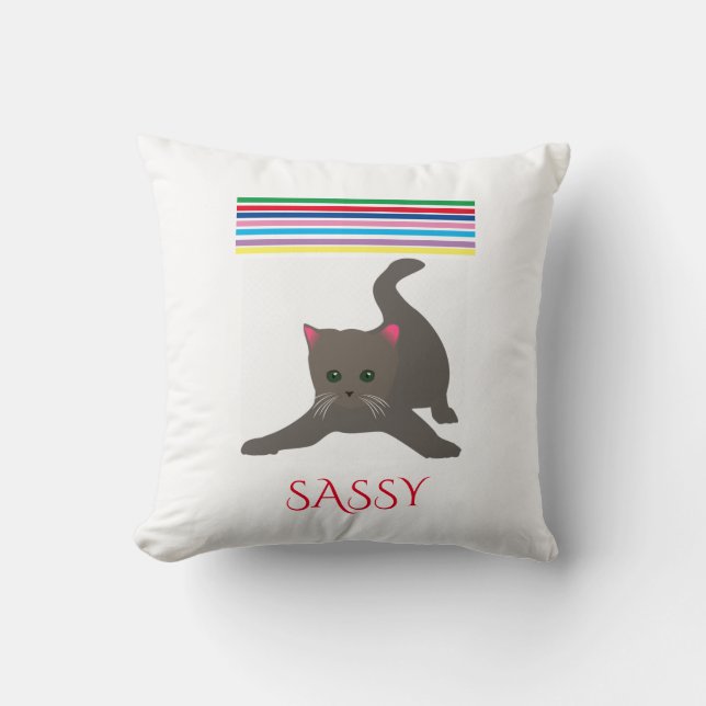 CAT throw pillow. Personalized name. Throw Pillow (Front)