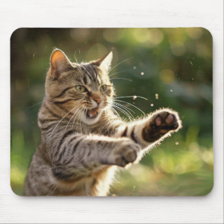 Cat throwing a punch mouse pad