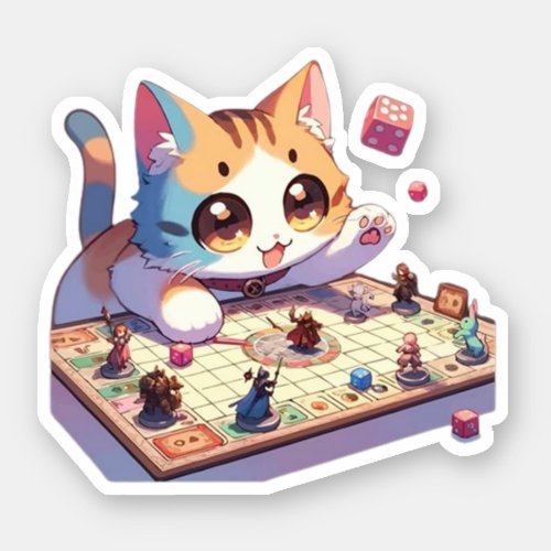 Cat Throwing Dice Tabletop Game Sticker