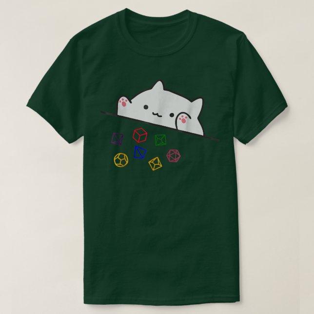 Cat Throwing Dice Tabletop Games Cute Kawaii Anima T-Shirt (Design Front)