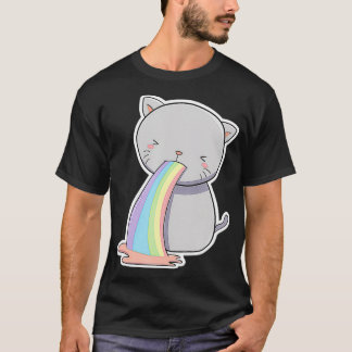 Cat Throwing Up Rainbow Funny Vomiting Kitty Lover T-Shirt