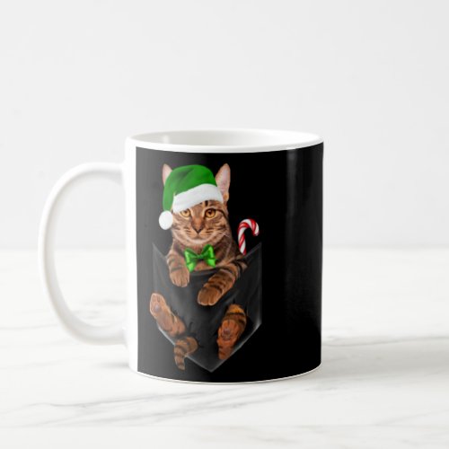 Cat Tiger Elf Hat In Pocket _ Christmas Cat Lovers Coffee Mug