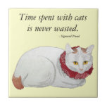 Cat Time Gift Tile<br><div class="desc">Austrian psychiatrist Sigmund Freud (1856 - 1939), the founding father of psychoanalysis, loved cats, as this wonderful quote on a tile testifies: 'Time spent with cats is never wasted.' The great words are matched with an equally great painting by Japanese ukiyo-e artist Takahashi Shotei (1871 - 1944). Called "Tama" (white...</div>