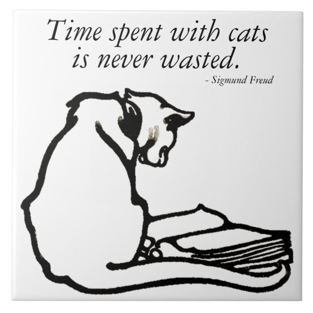 Cat Time Quote Ceramic Tile (Front)
