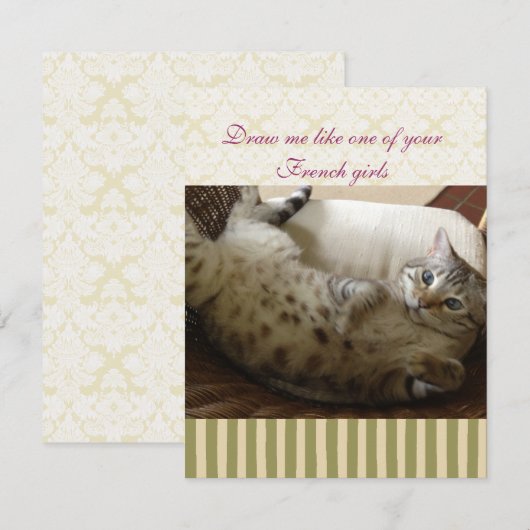 Cat Titanic Quote Brocade Stripe Notecard (Front/Back)