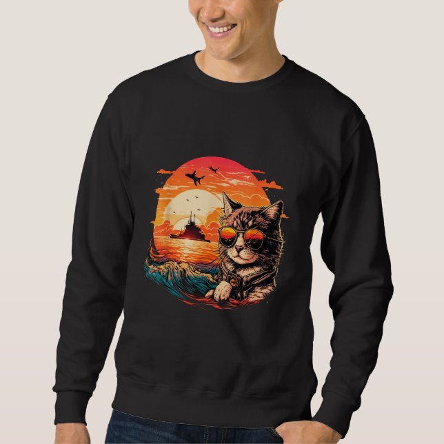 Cat-titude in Paradise Funny Cat on the Beach Sweatshirt (Front)