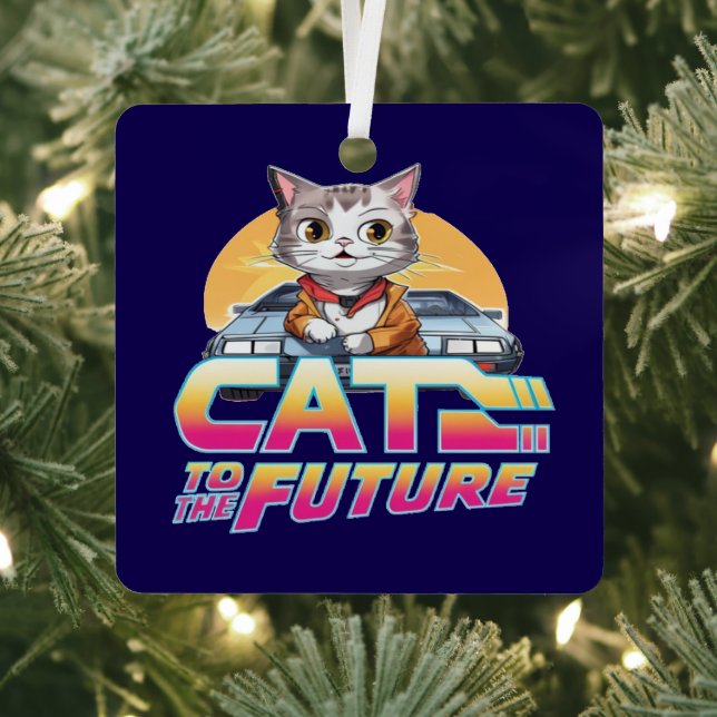 Cat To The Future Metal Ornament (Insitu)