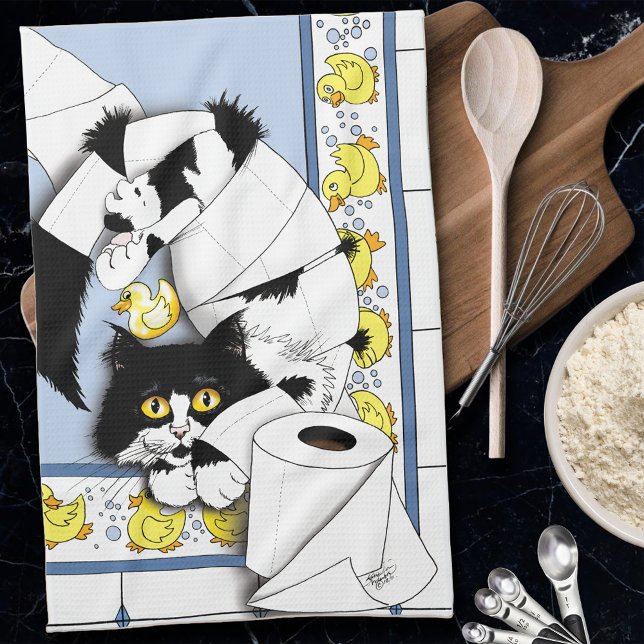 Cat Toilet Paper Blue Yellow  Towel (Creator Uploaded)