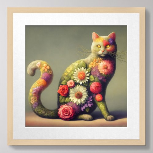 Cat Topiary Flowers on a Cat Organic Cat Poster