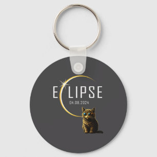 Cat Total Solar Eclipse 2024 Totality Funny Cat Gl Keychain