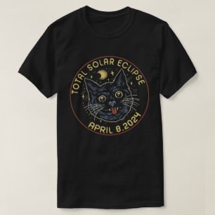 Cat Total Solar Eclipse April 8 2024 Astronomy T-Shirt