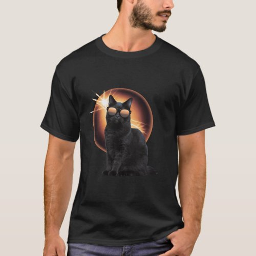 Cat Total Solar Eclipse April 8 2024 Long Sleeve T T_Shirt