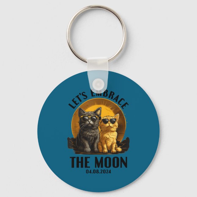 Cat Total Solar Eclipse Embrace Keychain (Front)