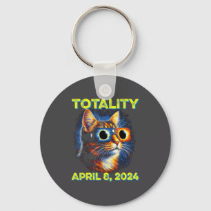 Cat Totality Solar Eclipse 2024 Funny Sungles  Keychain