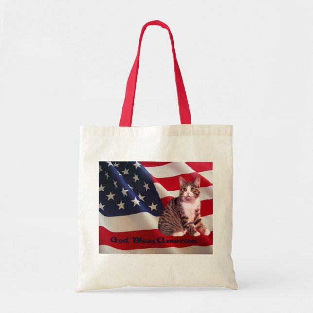 Cat Tote Bag God Bless America (Front)