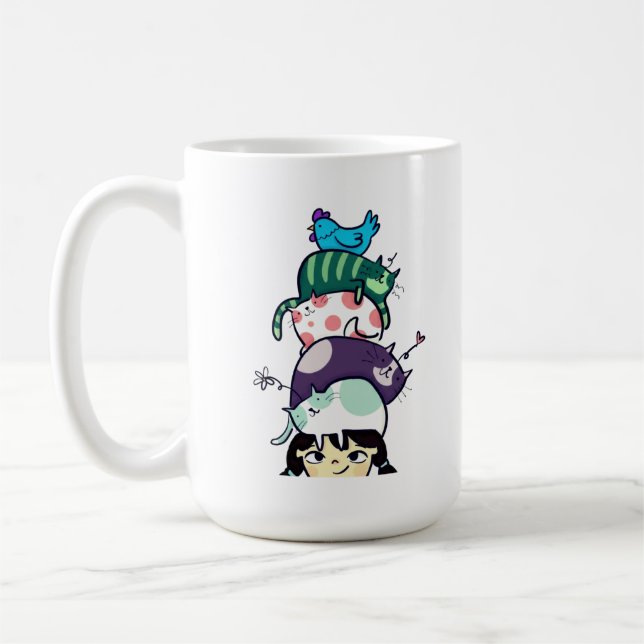 Cat Tower Life Cute Cat Stack Art Coffee Mug (Left)